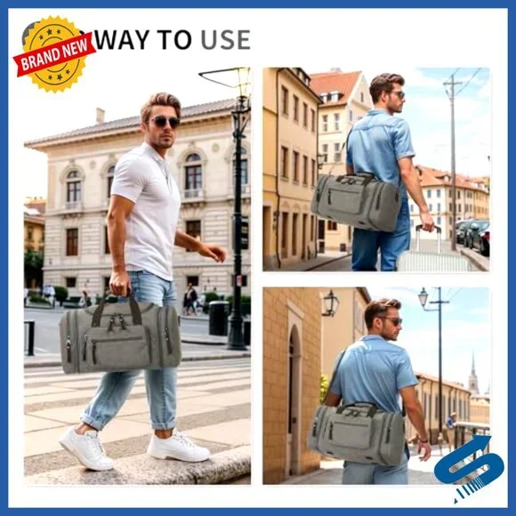 Expandable Canvas Weekender Duffel Lightweight Carry-On Travel Bag 3-5 Day Trips